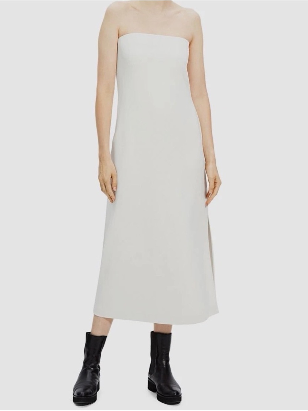 Theory Strapless White Midi Dress
